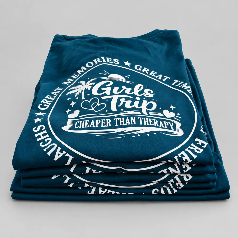 a stack of printed tees