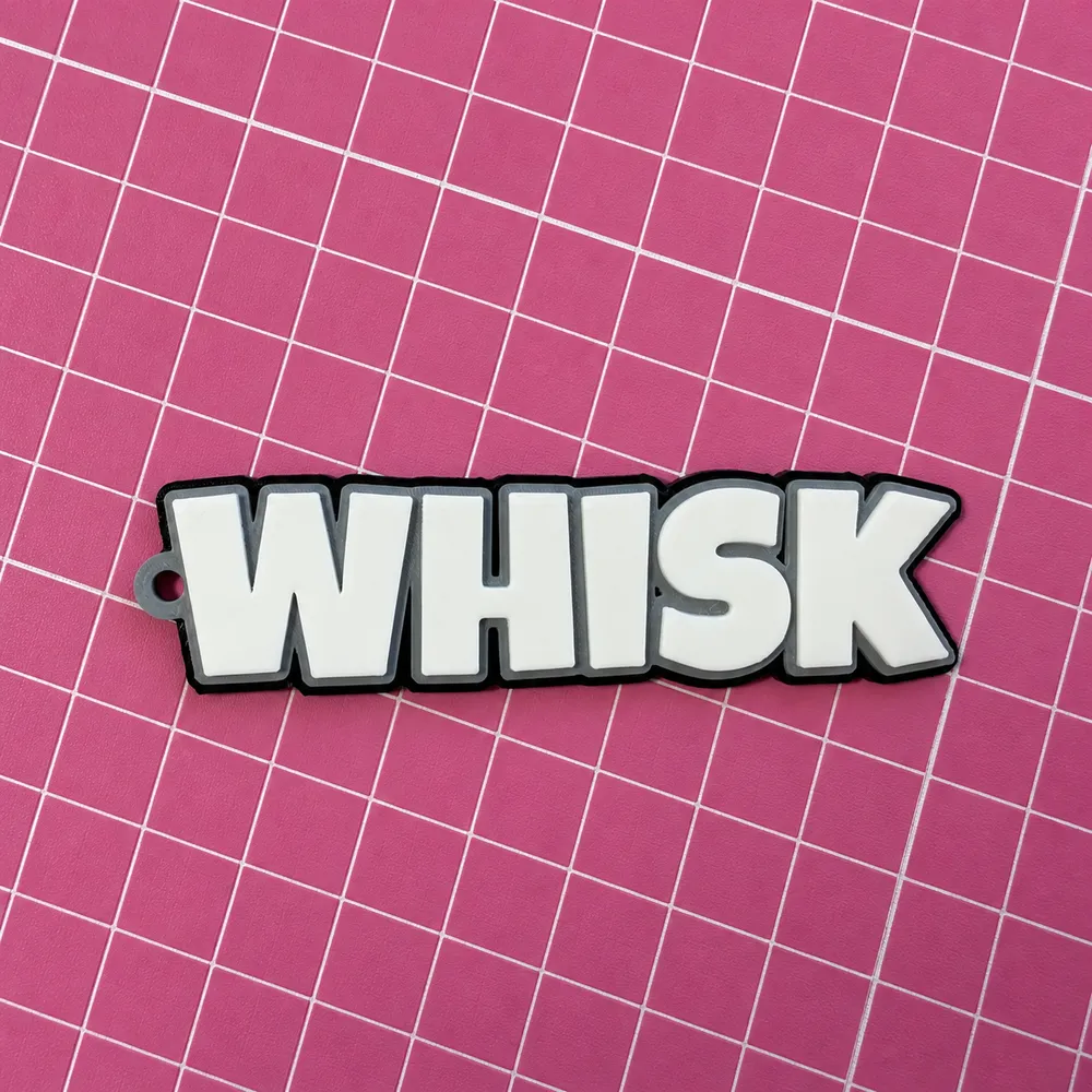 a 3D-printed name keyring