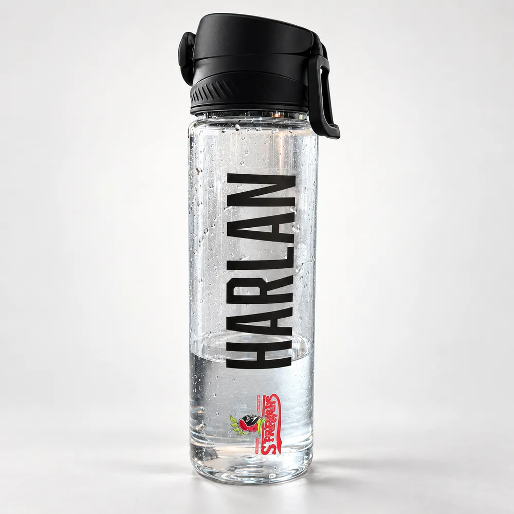 stickers on a water bottle